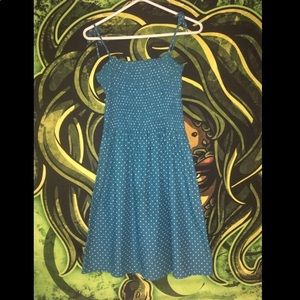 Blue Dress With White Polka Dots